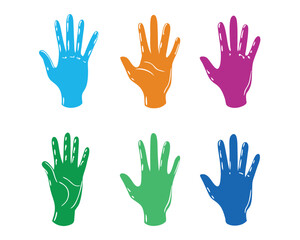Fototapeta premium Multicolor Handprint Vector Illustration Set