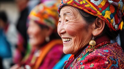 Fototapeta premium A candid shot of a Tibetan woman with exquisite features,