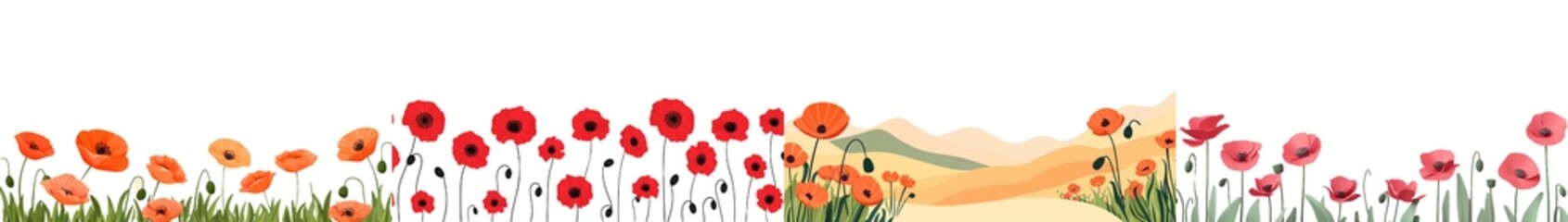 Obraz premium Illustration for Anzac Day featuring red poppy flowers and a space for text.