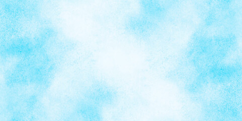 Grunge tint light blue watercolor abstract background, Aquarelle paint paper textured, blue sky with clouds,  Sky Nature Landscape Background, sky background with white fluffy clouds.
