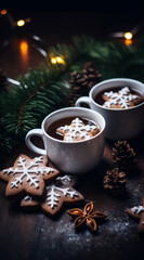 Cup of coffee with chocolate and cinnamon