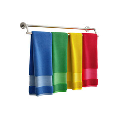 Colorful Towels Hanging on a Towel Rack