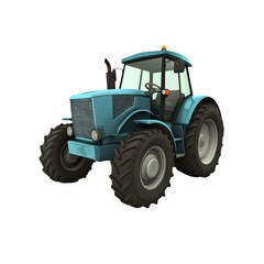 Obraz premium Blue Tractor Isolated on White Background