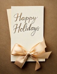 happy holidays christmas xmas greeting card with bow message
