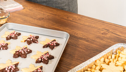 Making Star-Shaped Cookies with Chocolate and Peppermint Chips