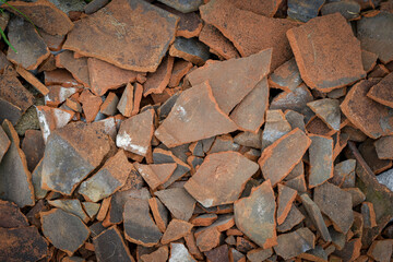 Background of a broken clay/ Genteng house roof