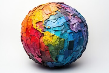 collage art of a globe made from colorful paper symbolizing humanitys connection to the environment and ecofriendliness with a creative graphic design aesthetic