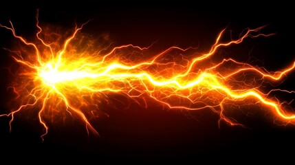 Bright lightning effect on black background, electric energy, thunder, and power. ideal for design projects