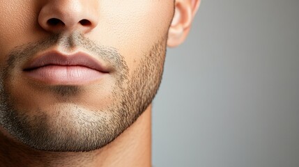 Obraz premium Close-Up of Male Face with Smooth Skin and Beard