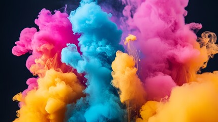Fototapeta premium Colorful smoke on black background, abstract swirling smoke texture, colorful smoke effect, vibrant colors, digital art, background image, wallpaper design