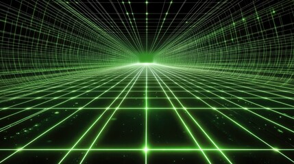 Futuristic Green Grid Perspective Background