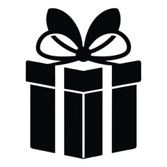Vector Silhouette of a Gift Box with White Background
