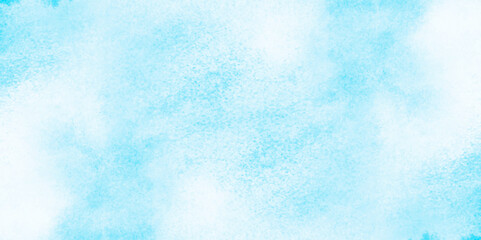 Grunge tint light blue watercolor abstract background, Aquarelle paint paper textured, blue sky with clouds,  Sky Nature Landscape Background, sky background with white fluffy clouds.