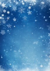 Blue winter background with snowflakes.