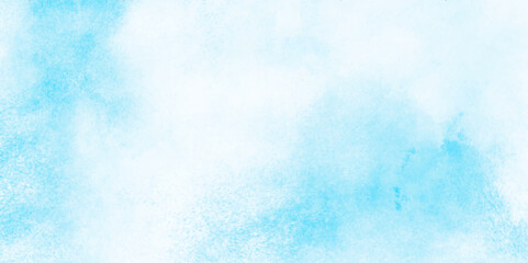 Grunge tint light blue watercolor abstract background, Aquarelle paint paper textured, blue sky with clouds,  Sky Nature Landscape Background, sky background with white fluffy clouds.