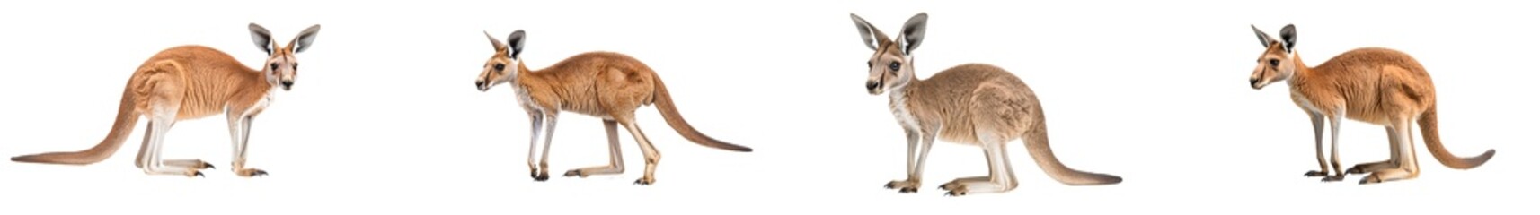 Fototapeta premium The beautiful kangaroo is running and jumping on a transparent background