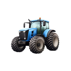 Obraz premium Modern Blue Tractor Isolated on White Background