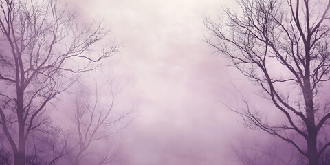 Obraz premium A serene abstract background features mystical fog and bare branches, creating a tranquil atmosphere of solitude and contemplation