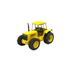 Yellow Farm Tractor Isolated on White Background
