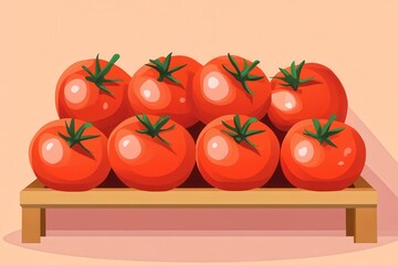 Fresh Red Tomatoes on Wooden Stand