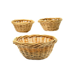Obraz premium Set of Three Woven Wicker Baskets