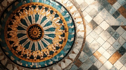 Obraz premium Colorful Mosaic Pattern on Floor Surface