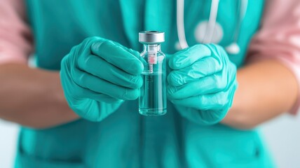 A healthcare professional in teal gloves holds a glass vial, emphasizing the importance of...
