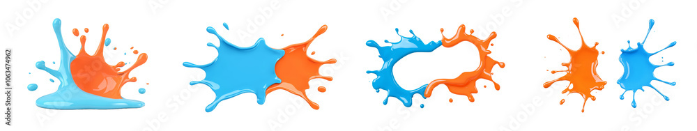 Poster isolated splashes of colorful paint.