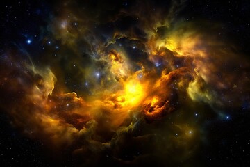 Fototapeta premium Golden Nebula Space Clouds