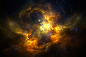 Fototapeta premium Golden Nebula Space Clouds