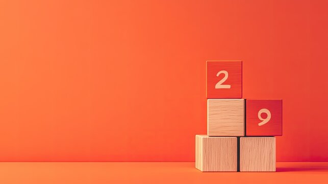 Colorful Numbered Blocks on Solid Orange Background