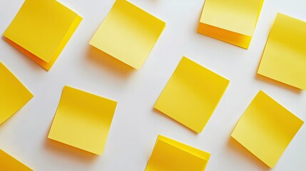 Blank yellow sticky note paper isolated on a white background, perfect for creative ideas and reminders. The sticky note paper offers a vibrant space for writing, making it ideal for organization.