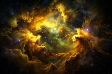 Fototapeta premium Golden Nebula Space Clouds