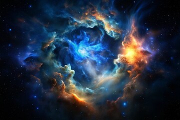 Fototapeta premium bule gas nebulae in space and sparkling stars 