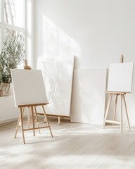 Artistic Home Office with Easels and Canvases