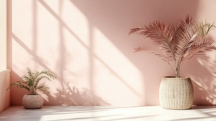 Light pink hues capture the essence of natural materials, creating a girly and feminine atmosphere with ample copy space for text. This light pink aesthetic enhances any design.