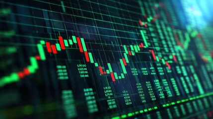 Global digital green data chart analysis of the economy and financial business market background wallpaper AI generated image