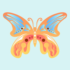 butterfly silhouette a colorful gradient butterfly with a colorful pattern on it. Abstract Butterfly Wings. Exotic Moth Decor. Elegant Flying Insect.