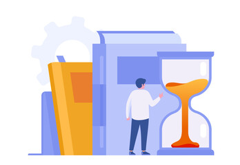 Schedule time management, target, deadline concept, planner, planning and organization, flat vector illustration banner for website