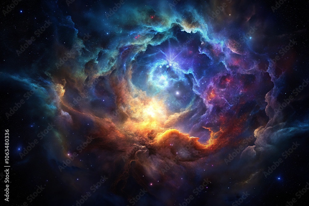 Wall mural colorful nebula clouds are made up of colorful clouds of interstellar gas.