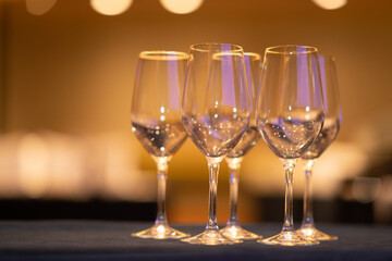 empty glasses on table