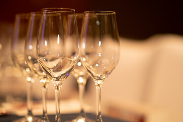 empty glasses on table
