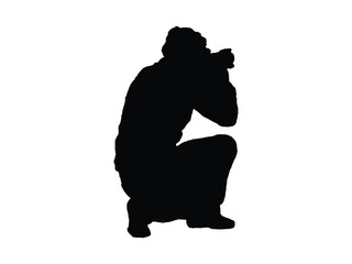 Man with a camera on white background highly detailed.
