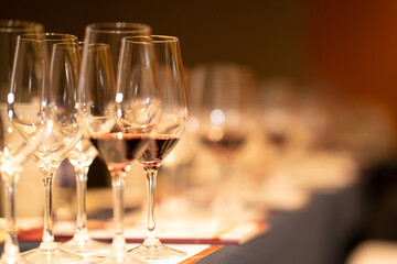 glasses of red wine on table
