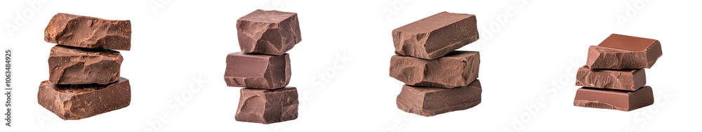 Poster The stack of chocolate bars has segmented squares on a light background. They are transparent.