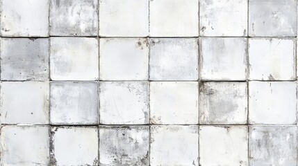 Naklejka premium Rustic white and gray patchwork square motif tiles create a bright and clean texture background. This shabby style features a unique design perfect for versatile use, with ample copy space.