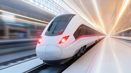 Obraz premium High-speed train transforms modern transportation with innovative design and technology