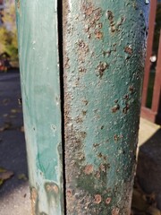 Worn-out green metal surface