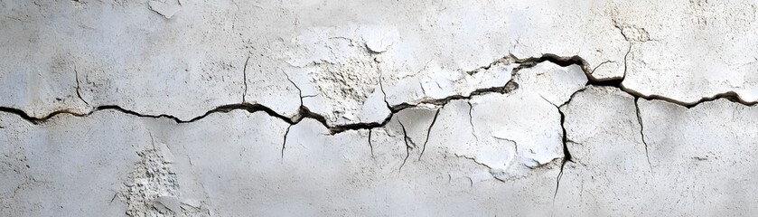 Obraz premium Cracked and Weathered White Wall Surface