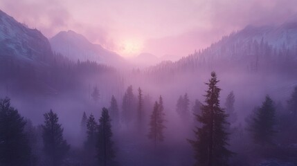 Obraz premium Foggy Mountain Landscape